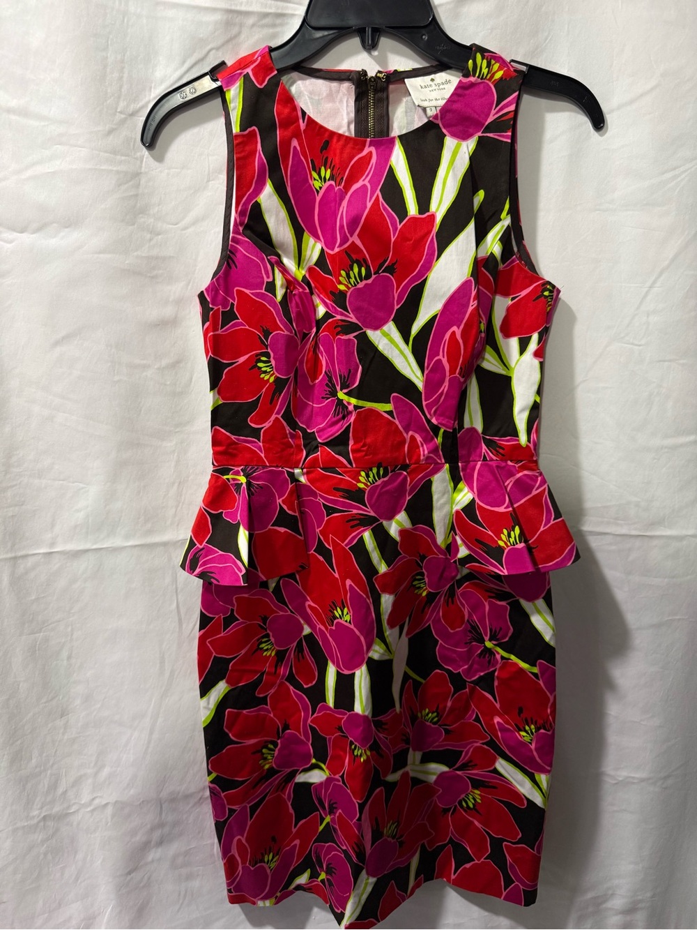 kate spade Red & Pink Floral Peplum Sheath Dress